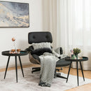 Set of 2 Stylish Nesting End Tables with Wooden Tray Top and Steel Legs-Black