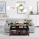 Lift Top Coffee Table Central Table with Drawers and Hidden Compartment for Living Room