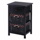 3 Tier Set of 2 Wood Nightstand with 1 and 2 Drawer