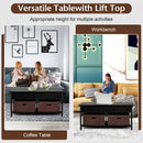 Lift Top Coffee Table Central Table with Drawers and Hidden Compartment for Living Room