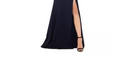 Xscape Slitted Zippered Sleeveless V Neck Full-Length Sheath Evening Dress