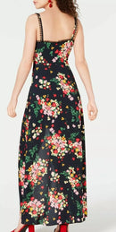 B Darlin Juniors Printed Button-Front Maxi Dress -1/2 Black