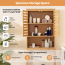 Bamboo Over The Toilet Storage Cabinet Bathroom with Adjustable Shelf-Natural