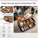 Lift Top Coffee Table Central Table with Drawers and Hidden Compartment for Living Room