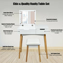 Wooden Vanity Table with Flip Top Mirror and Cushioned Stool