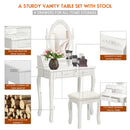 Vanity Table Set with Oval Mirror and 4 Drawers
