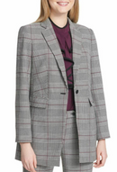 Calvin Klein Womens One Button Jacket, Black/Multi, Size 10