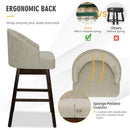 Set of 2 Swivel Bar Stools with Rubber Wood Legs and Padded Back