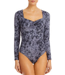 Aqua Snake Print Sweetheart Neck Bodysuit Gray