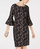 Jessica Howard Dress Pink Sheath Floral Bell Sleeve,Size 10