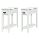 2 Pieces 2 Tier Sofa Side End Table with Drawer and Open Shelf