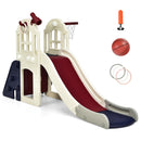 6-In-1 Large Slide for Kids Toddler Climber Slide Playset with Basketball Hoop