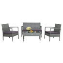 4 Pieces Outdoor Rattan Conversation Set with Comfortable Cushion