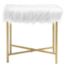 Faux Fur Ottoman Decorative Stool with Metal Legs