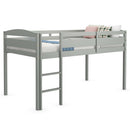 Wooden Twin Low Loft Bunk Bed with Guard Rail and Ladder