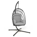 Hanging Folding Egg Chair with Stand Soft Cushion Pillow Swing Hammock