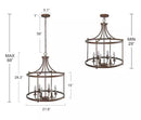 LNC Mocha 6-Light Antique Brozne Rustic Cage Chandelier