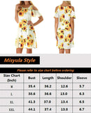 Misyula Style Women Summer Cold Shoulder Floral Flowy T-Shirt Dress, XL
