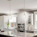 Cresswell Lighting 9in Modern Brushed Nickel Clear Glass Round Mini Pendant Ceili