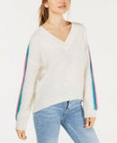 Ultra Flirt Juniors Varsity-Stripe V-Neck Sweater
