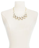 Inc Gold-Tone Stone and Glass Multi-Cluster Statement Necklace
