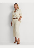 Ralph Lauren Womens Striped Linen-Blend Twill Blazer, Size 18