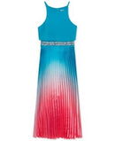 Rare Editions Girls Ombre Pleated Charmeuse Dress