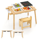 Sensory Table and Chair Set for Kids 2-8 with Foldable Bins-Natural