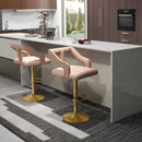 Set of 2 Bar Chairs with Footrest and 2-Layer Electroplated Metal Base