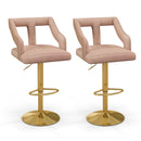 Set of 2 Bar Chairs with Footrest and 2-Layer Electroplated Metal Base