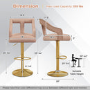 Set of 2 Bar Chairs with Footrest and 2-Layer Electroplated Metal Base