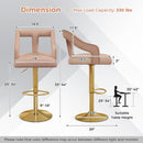 Set of 2 Bar Chairs with Footrest and 2-Layer Electroplated Metal Base