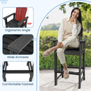 Set of 2 Counter Height Outdoor HDPE Bar Stool with Armrests and Footrest