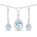 2.00 Carat Genuine Blue Topaz and White Topaz .925 Sterling Silver Jewelry Set