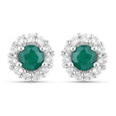 1.81 Carat Dyed Emerald and White Topaz .925 Sterling Silver Jewelry Set