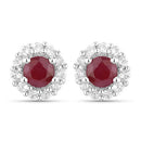 2.17 Carat Genuine Ruby and White Topaz .925 Sterling Silver Jewelry Set