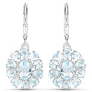14.02 Carat Genuine Blue Topaz and White Topaz .925 Sterling Silver 3 Piece Jewelry Set (Ring, Earrings, and Pendant w/ Chain)