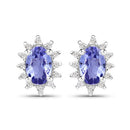 2.00 Carat Genuine Tanzanite and White Topaz .925 Sterling Silver Jewelry Set
