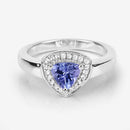 0.87 Carat Genuine Tanzanite and White Topaz .925 Sterling Silver Ring