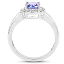 1.05 Carat Genuine Tanzanite and White Topaz .925 Sterling Silver Ring