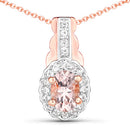 1.98 Carat Genuine Morganite and White Topaz .925 Sterling Silver 3 Piece Jewelry Set (Ring, Earrings, and Pendant w/ Chain)
