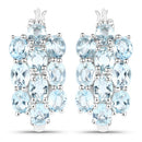 9.88 Carat Genuine Blue Topaz .925 Sterling Silver 3 Piece Jewelry Set (Ring, Earrings, and Pendant w/ Chain)