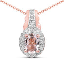 2.28 Carat Genuine Morganite and White Topaz .925 Sterling Silver 3 Piece Jewelry Set (Ring, Earrings, and Pendant w/ Chain)