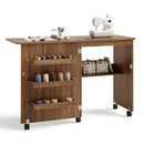 Folding Sewing Craft Table Shelf Storage Cabinet Home Furniture
