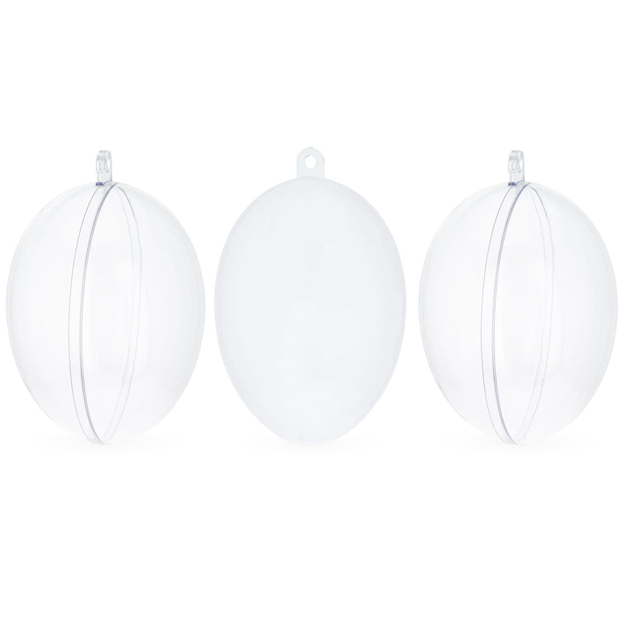 Set of 3 Clear Plastic Egg Ornaments 4.35 Inches (100 mm)