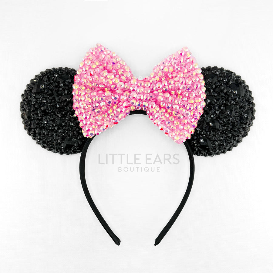 Shiny Black & Pink Mickey Ears