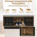 Shoe Bench with 6 Storage Compartments and 3 Adjustable Shelves