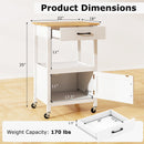 Rolling Kitchen Island Cart with Drawer and Side Hooks