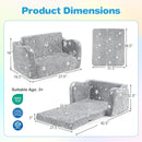 2-in-1 Folding Kids Couch with Blanket Glow in the Dark-Gray