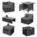 9 Pieces Patio Furniture Set with 32” Fire Pit Table and 50000 BTU Square Propane Fire Pit